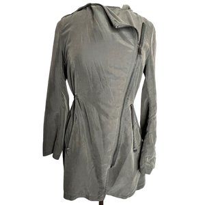 Divided by H&M women’s size 2 lightweight jacket hooded side, zipper army green